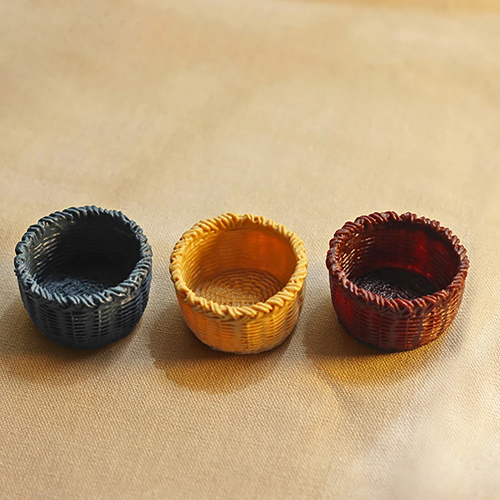 1Pcs 1/12 Dollhouse Miniature Accessories Mini Resin Storage Basket Model For Doll House Decoration ob11