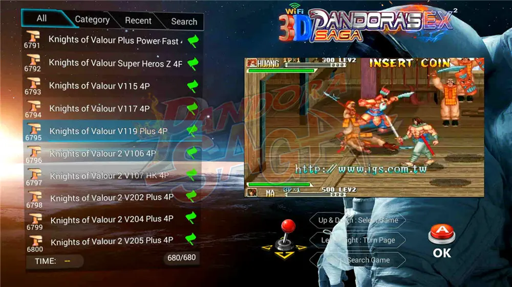 128GB 3D Pandora Saga Box EX2 10000 in 1 DIY Kit Arcade  Game Console 8 Way Joystick Led Lights Button Cabinet Bartop 2 Playes