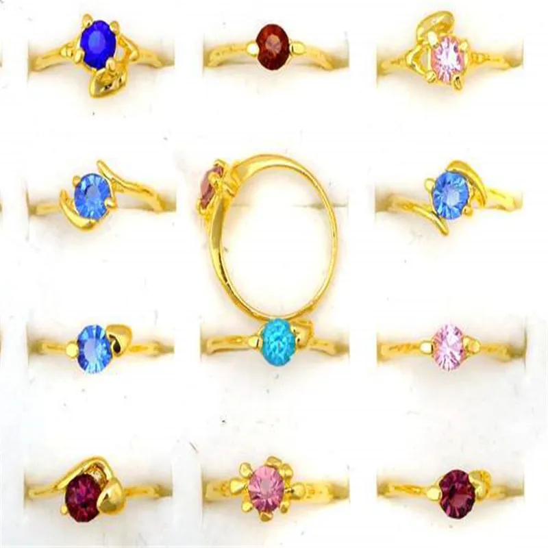 20pcs Wholesale Jewelry lots Mixed Colors Zircon Crystal Rhinestone Rings Women\'s Ring