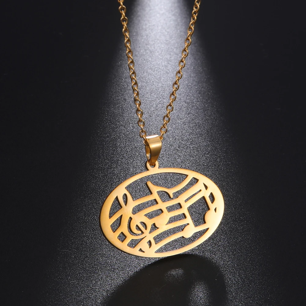 Music Necklace Score Note Treble Chain G Clef Gift For Woman Men Kid Child Couple Gold Color Stainless Steel Pendant Jewelry