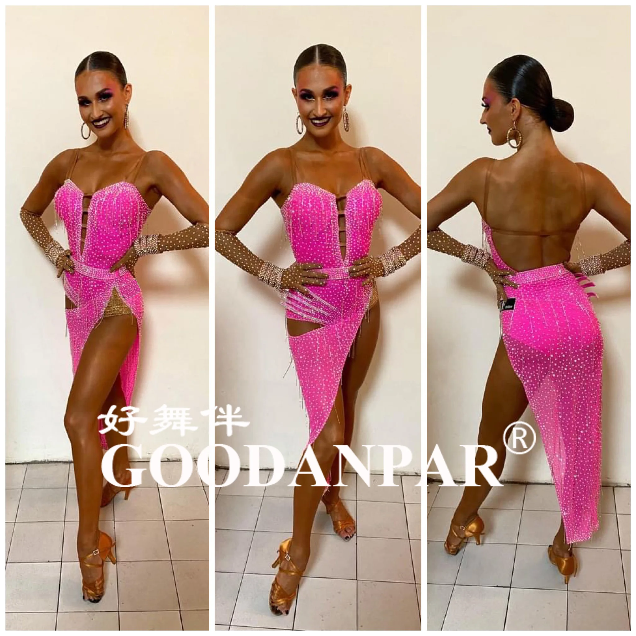 Latin dance dress lady for women latin dance costume sexy latin wear for competition sleeveless GOODANPAR