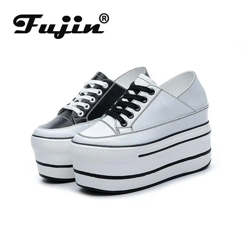 Fujin Genuine Height Increased Super High Platform Casual Sports Women Casual Shoes Wedge Heel Increased Heel Slip on Sneakers