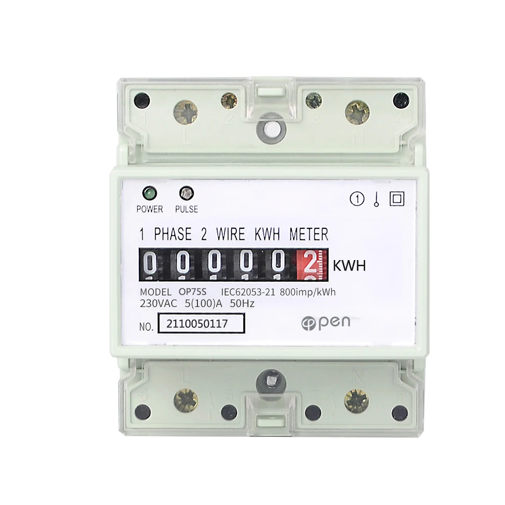 

5(100)A 230VAC 50/60Hz Din Rail Single Phase Energy Counter Meter Electric Wattmete