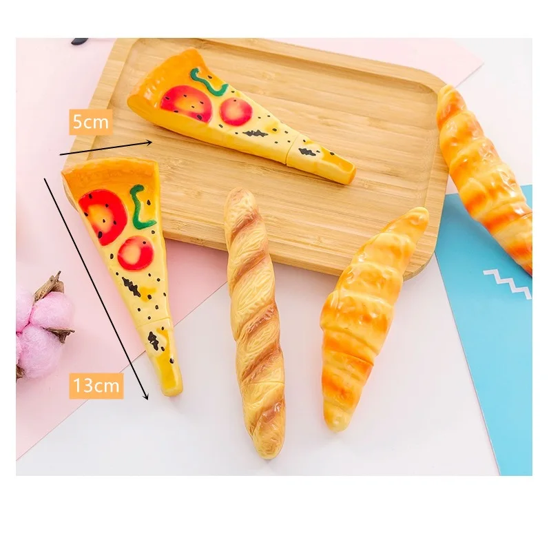 Novelty Bread Ballpoint Pen Magnetic Pizza Croissant Baguette Black Color Ink Roller Ball Pens Fridge Magnet School Gift F745