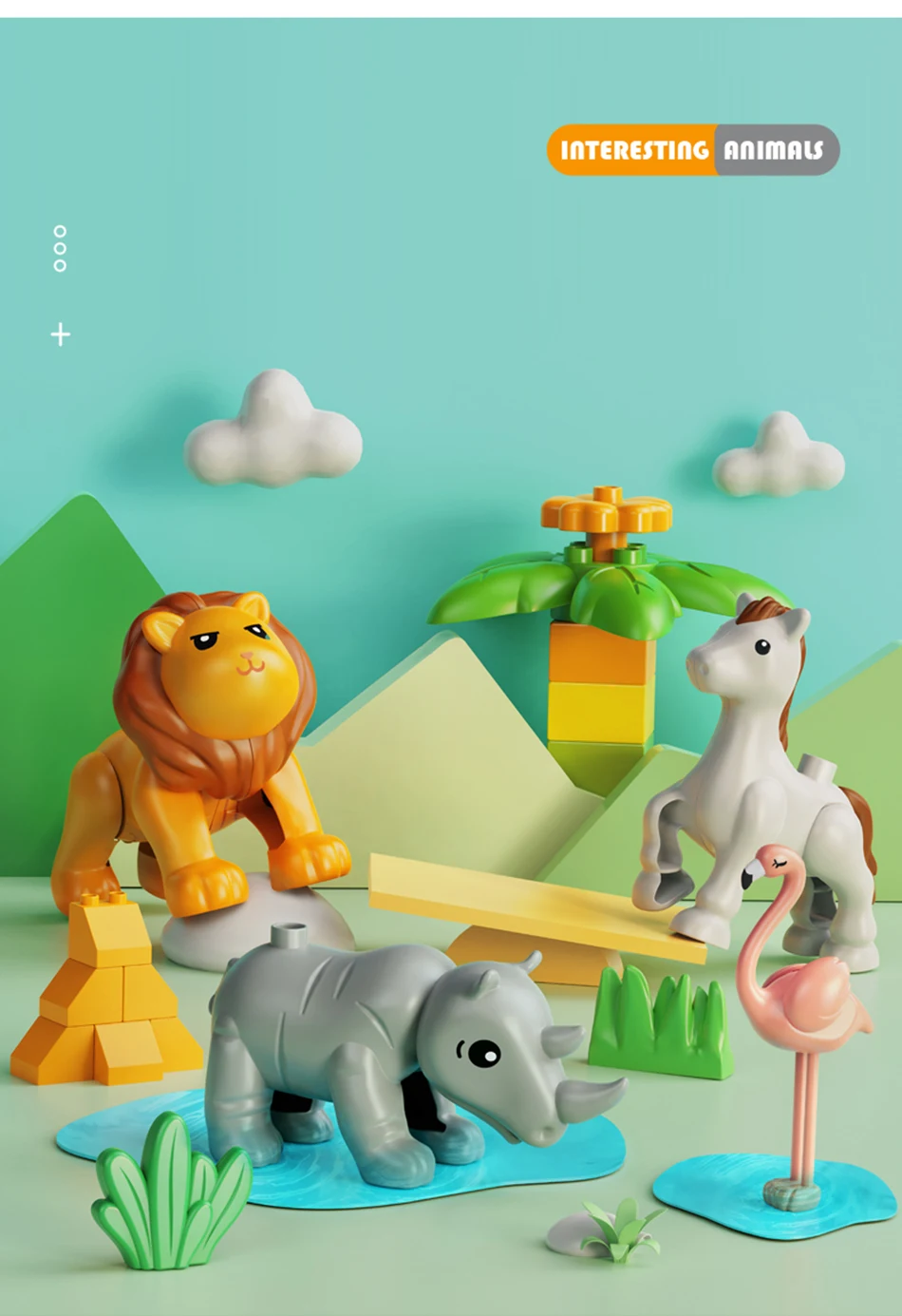 NEUE Große Größe Bausteine Zubehör Figuren Tiere Block Dinosaurier Känguru DIY Ziegel Montage Spielzeug Für Kinder Kinder Geschenk – Detail 7