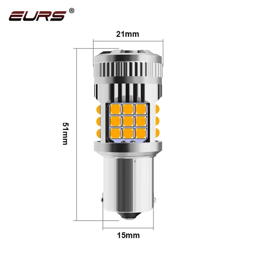 Imagen 2 del producto 1X P21W BA15S LED 1156 PY21W BAU15S BAY15D 1157 P21/5W T20 7440 7443 bombilla LED Canbus señal de giro de coche luz de freno inverso 12V 24V