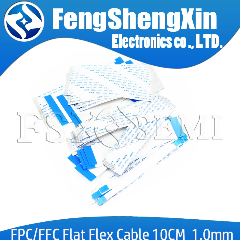 10Pcs  Type A/B  1.0mm Pitch FPC FFC Flexible Flat Cable 10CM 100MM 4/6/8/10/12/14/16/18/20/24/26/30/32P/34P/40P~70P