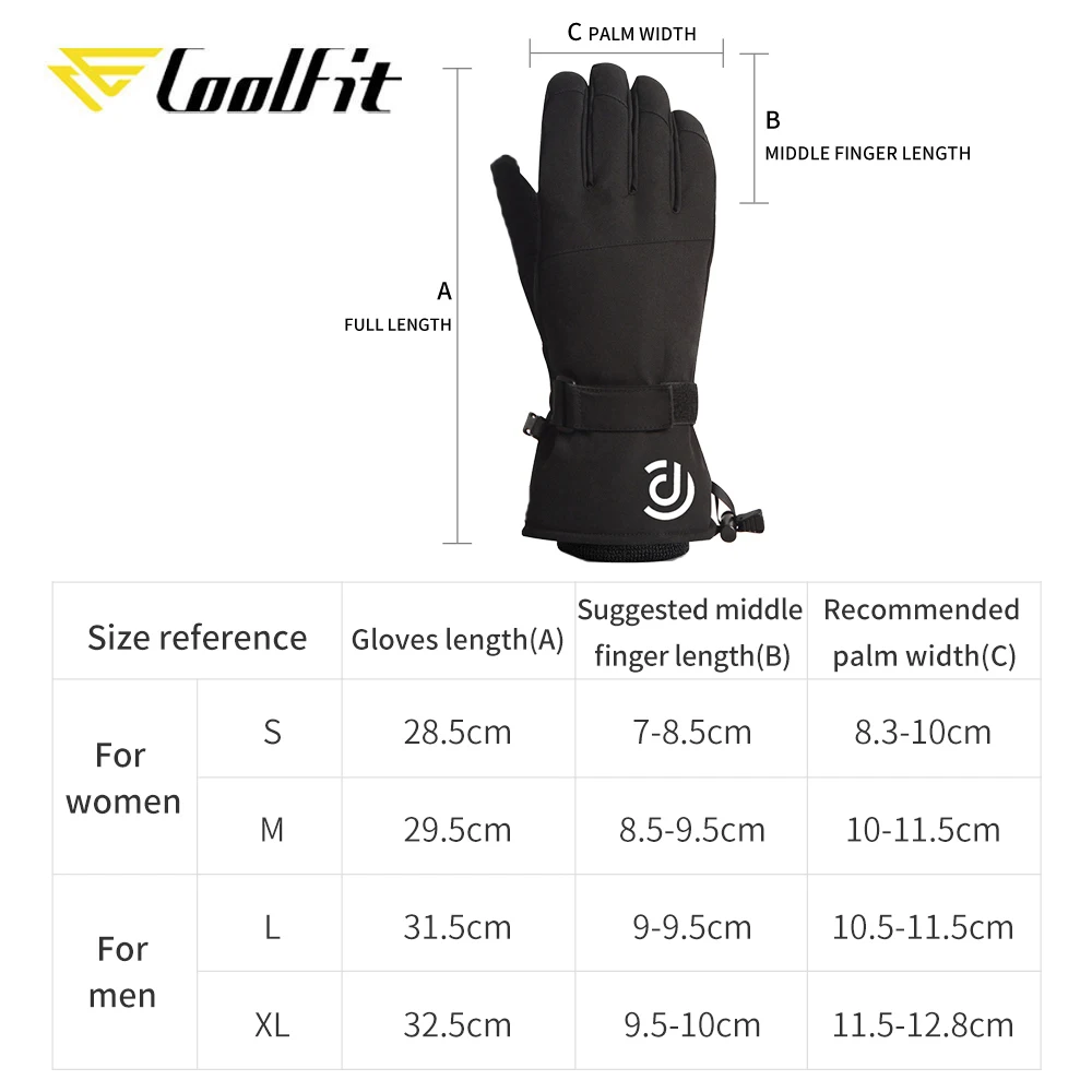 Coolfit Men Women Ski Gloves Ultralight Waterproof Winter Warm Gloves Snowboard Gloves Motorcycle Riding Snow Windproof Gloves