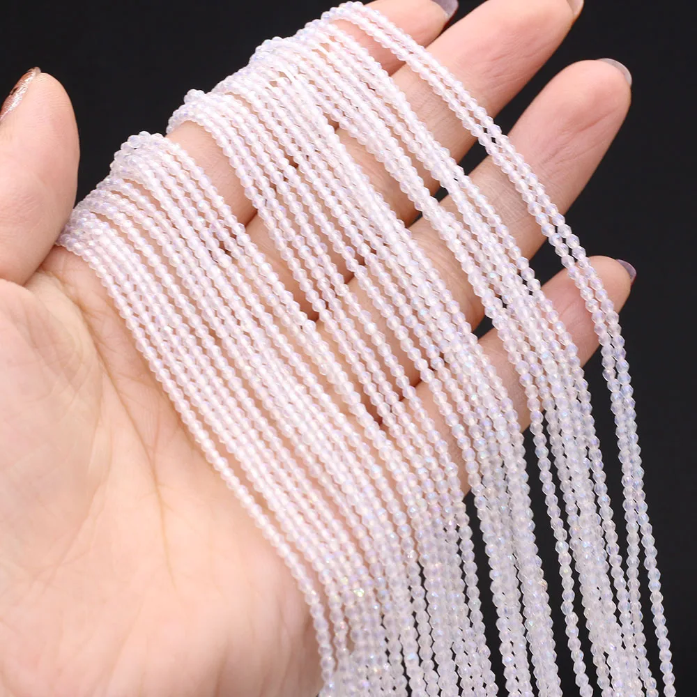 Natural Semi-Precious Stone Crystal Quartz Loose Beads Plating Color 2mm for Jewelry Making DIY Bracelet Necklace Lenght 38cm