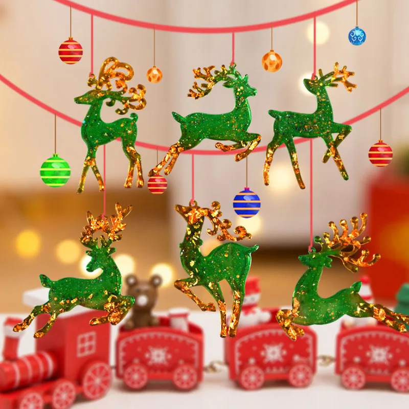 Christmas Shaped Silicone Mold DIY Epoxy Resin Mold Deer Elk Mold Christmas Tree Pendant Decoration Christmas Elk Mould