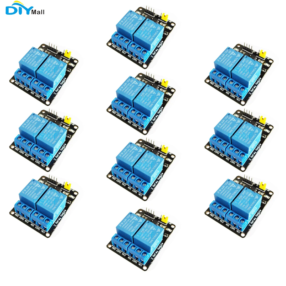 10pcs 5V 10A 2 Channel Relay Module with Optocoupler Relay Output 2 Way Relay Module for Arduino