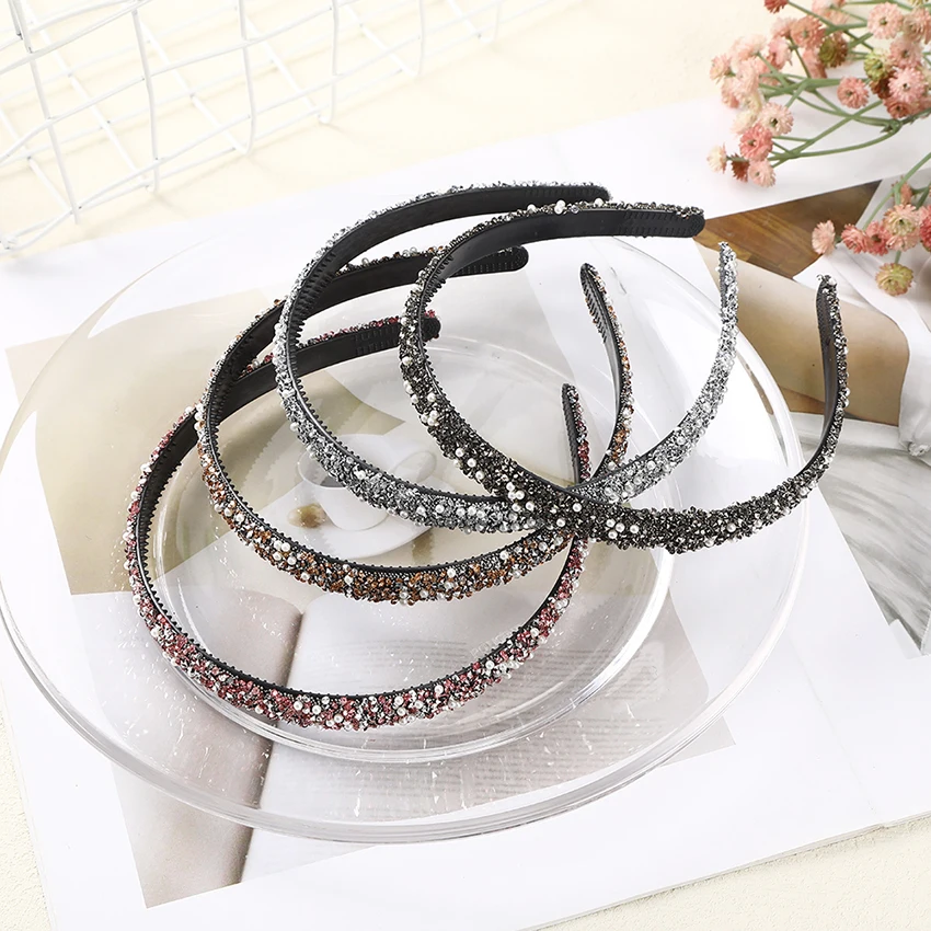 LEVAO Luxury Crystal Pearl Hair Hoop Fashion Women Headwear Padded Scrunchies Hairband Shiny Headband Hair Accessories