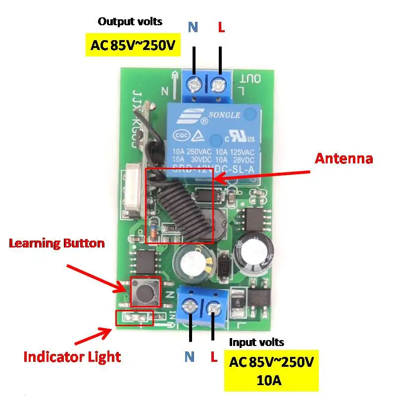 433MHz Universal Wireless Remote AC 110V 220V 1CH 4 gangs rf Relay and Transmitter Remote Control gate/Light/Fan/Home appliance