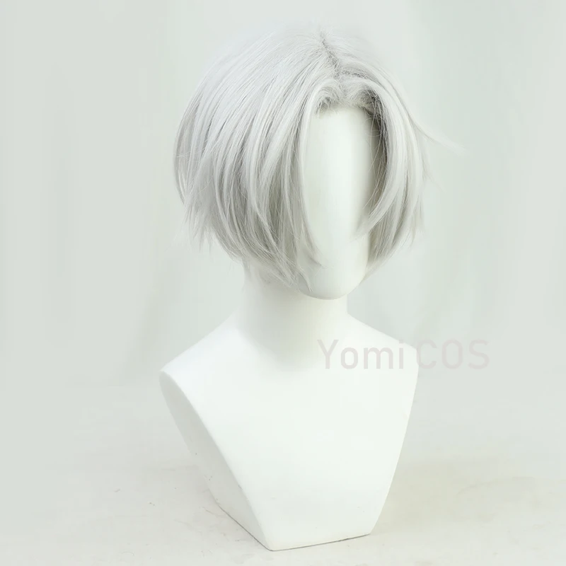 Tokyo Revengers Anime Tenjiku Izana Kurokawa Cosplay Wig Silver White Short Wig Heat Resistant Hair Wig Cap Izana Earrings Props