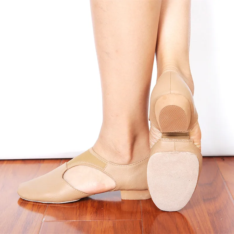 Sandalias de cuero genuino para mujer, zapatos de baile de Jazz, zapatillas de Ballet para profesores, gimnasio