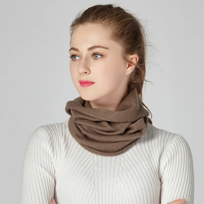 Sparsil Woman Winter Mink Cashmere Ring Scarf Warm One Loop Neckerchief Knit Wool Snood Headband Female Neck Warmer Fake Collar