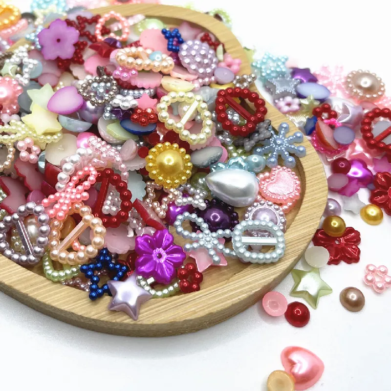 50/200 stücke Zufällig 4-20mm Halb Runde Perlen Seastar Bogen Rose Strass Flache Rückseite Perlen Perle Lose Perlen edelstein
