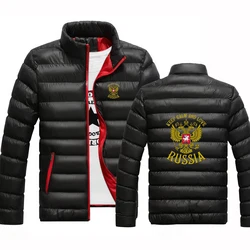 2021 Autumn Winter New Russia Badge Gold Eagle Printing Coats Parka Men's Warm Outwear Popular Casual Slim Windbreaker Jackets