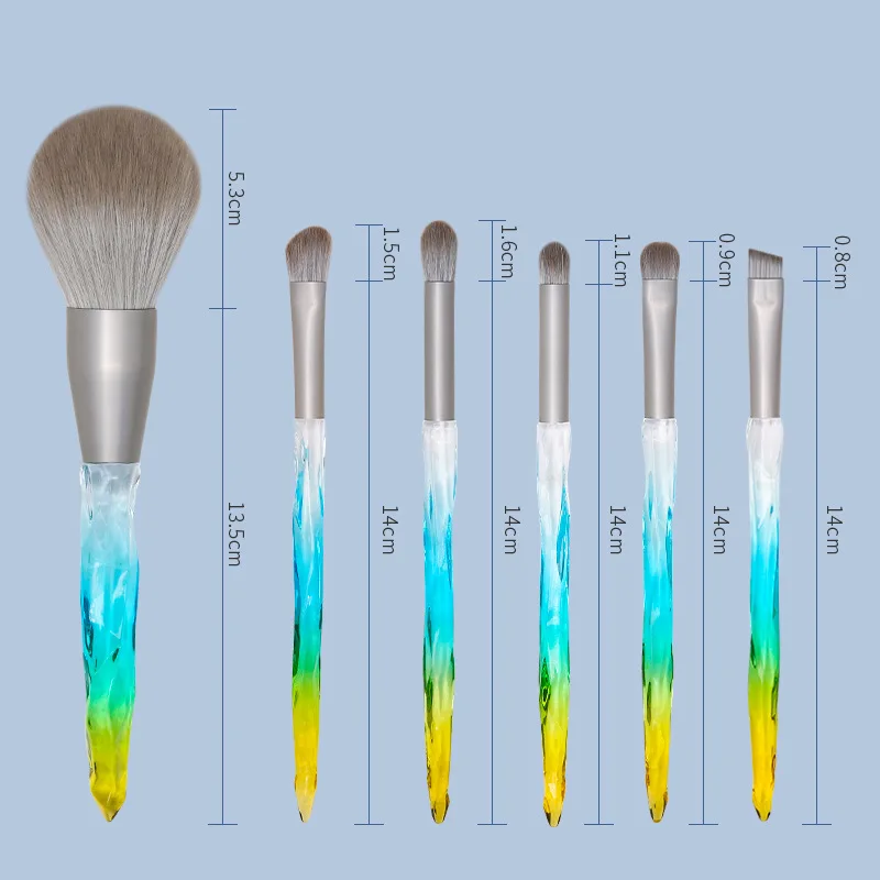 SAIANTTH 6pcs magic Gradient crystal Makeup brushes set beginners a full beauty tool powder blush eye shadow smudge pincel gray