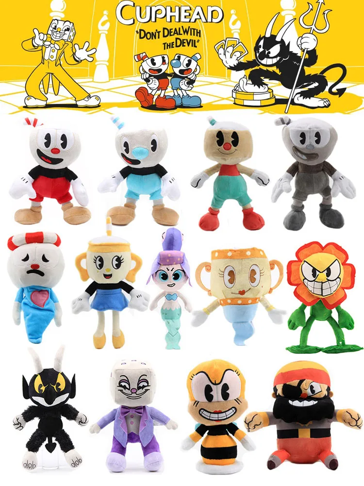 

Game Cuphead Plush Toy Mugman Chalice Plushie Boss Ghost King Dice Stuffed Animal Soft Doll PIllow Gift Kids Children Birthday