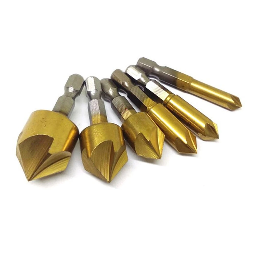 Hige Kualitas 3 Buah HSS 5 Galur Bor Countersink Bit Set 90 Derajat 1/4 "Meja Wastafel Talang Cutter DIY alat Alat Kerja