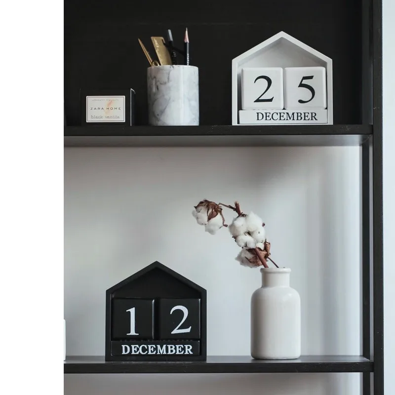 Calendario de escritorio decorativo, decoración Simple de madera, artesanías para el hogar