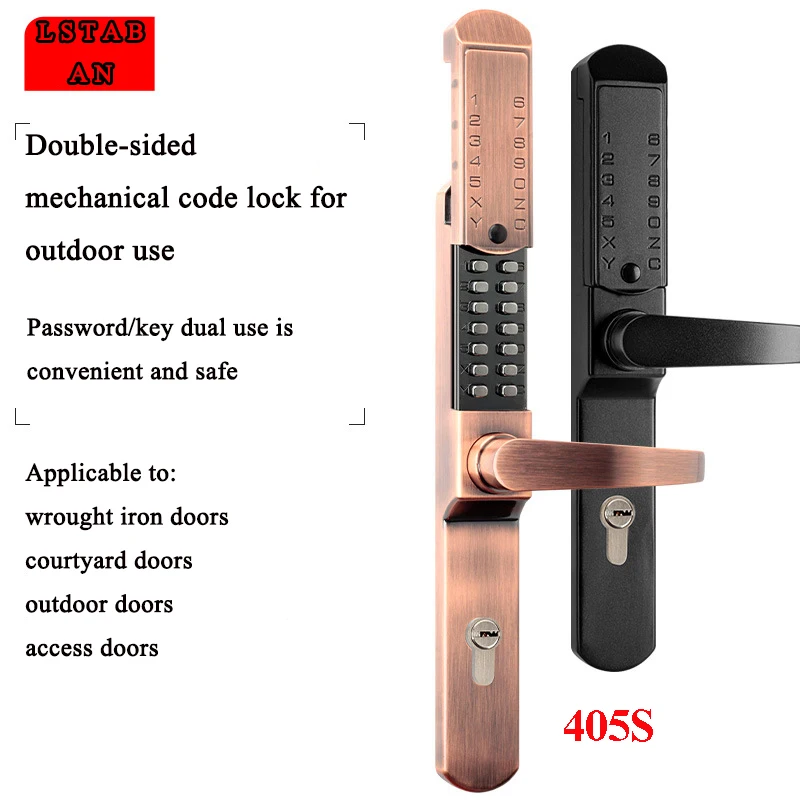 

Zinc Alloy Sliding Cover Outdoor Double-sided Mechanical Password Door Lock Waterproof Villa Courtyard Garden Lock