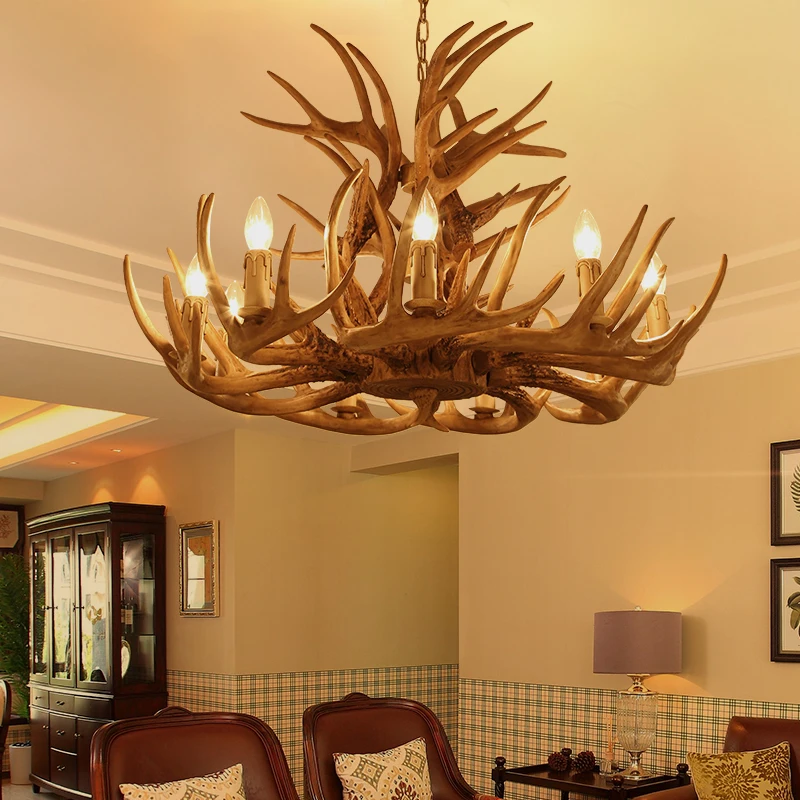 Imagem -06 - Antler Lustre Pendente de Chifre Americano Suspensão Industrial para Sala de Estar Loft Resina de Cervo Luminária de Suspensão