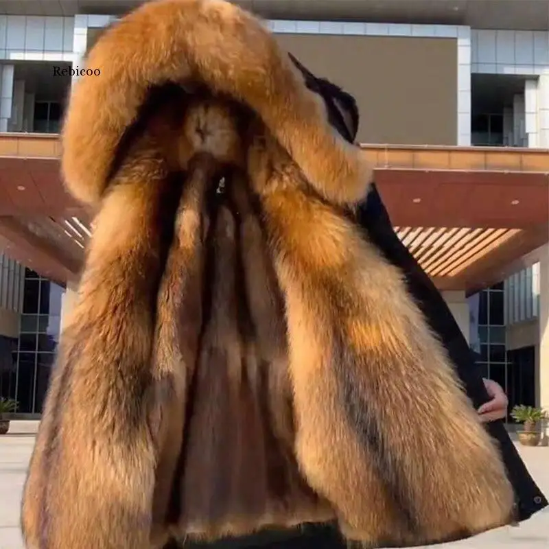 

Women Faux Fur Coat Artificial hood fur coat Big Turn-down Fox Collar Long Jacket Mink Fur Trench Coats Cashmere Outwear