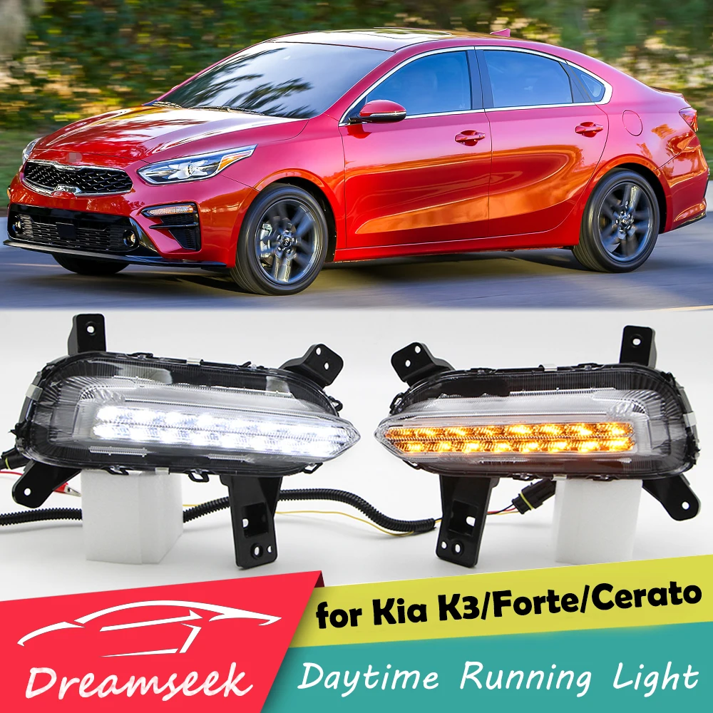 For Kia K3 / Forte / Cerato 2019 2020 2021 LED Daytime Running Light DRL Day Light Fog Lamp with Dynamic Sequential Turn Signal