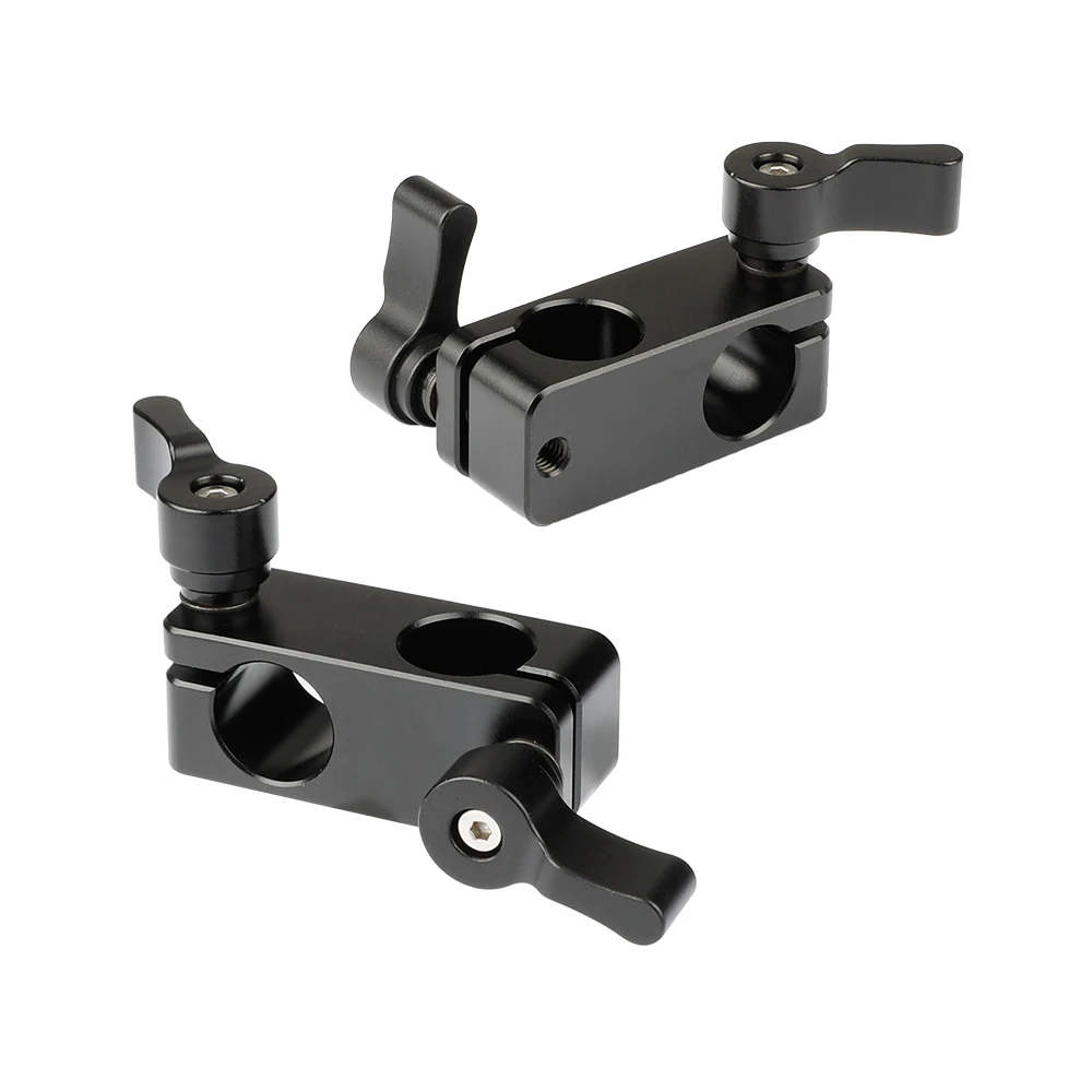 HDRIG 90-Degree Rod Rig Adapter Clamp (Black, 2-Piece) with Two Holes for DSLR Photo Studio Accessories