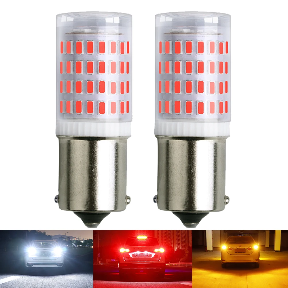 

2PCS 1156 BA15S P21W S25 7506 1157 LED Bulbs High Power 80pcs 3014SMD Super Bright 1500LM Replace for Car Reversing Light White