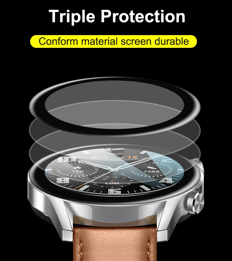 Huawei watch GT 2 용 필름, GT2/GT2E 용 42mm 46mm GT 2e TPU 화면 보호기, 풀 3D 곡선 스크래치 방지 보호 액세서리