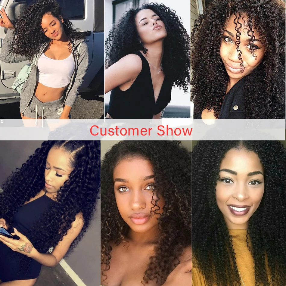 Indian Hair Afro Kinky Curly Hair Extensions 100% Human Hair Weave Bundles Natural Color 3/4 Pieces 100G Remy Alibaby Hair