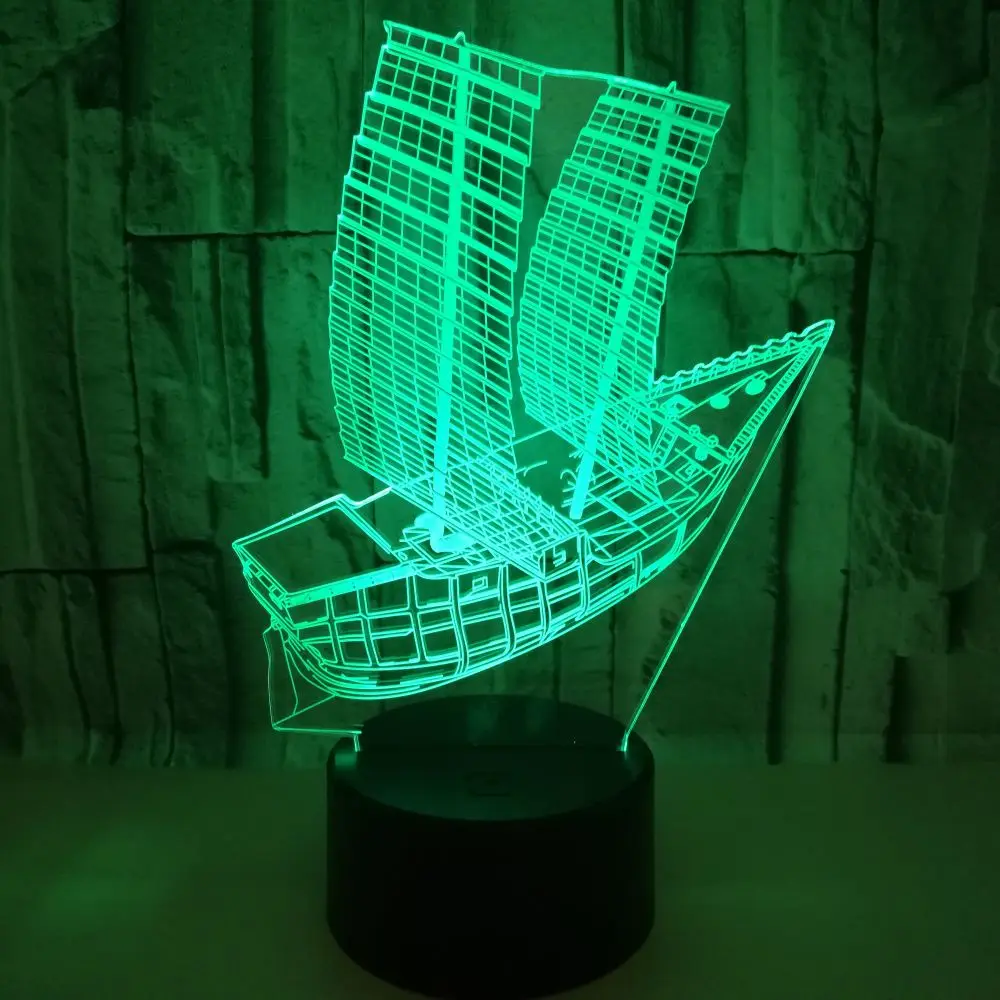 

Sailboat 3D LED Night Light Boat Table Light LED Table Dest Lamp RGB 7 Colors Flalshing Remote Controller