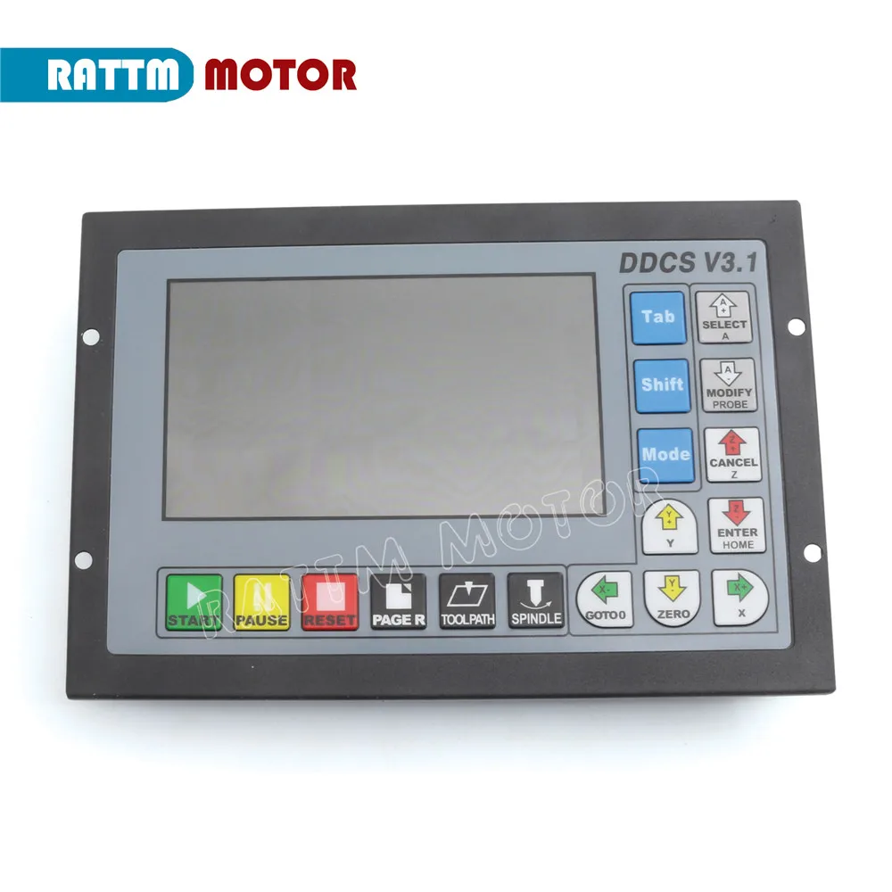 【EU US】 CNC PLC 4 軸オフライン モーション コントローラー DDCS V3.1 500KHz PLC & ペンダント ハンドル (緊急停止付き)