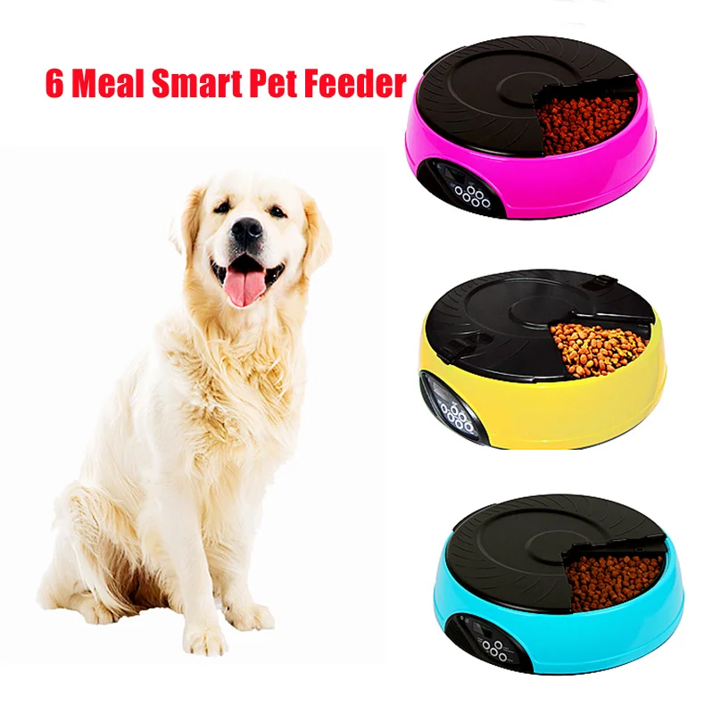 6 Meal Smart Automatic Pet Feeder LCD Display Dog Cat Food Dispenser Timed Recorder Bowl Food Reminder Cat Feeder