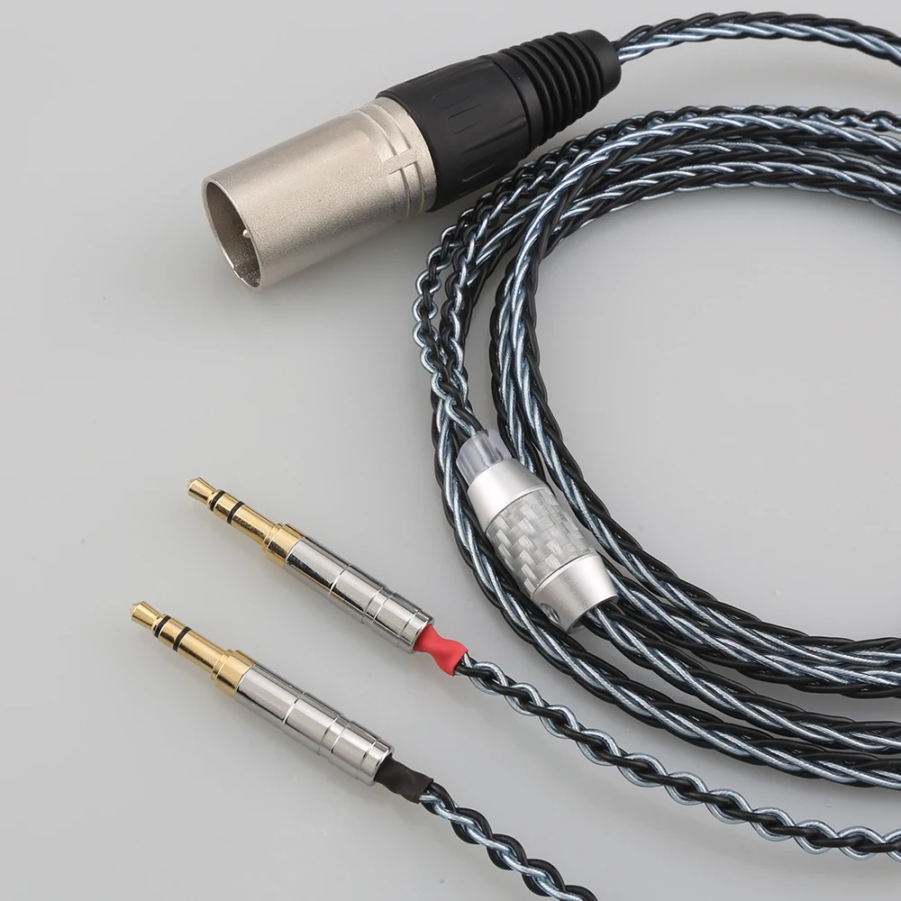 8 Nhân 2.5Mm 3.5Mm Ra XLR 4 Cực Cắm Cáp Tai Nghe Cho Denon AH-D600 D7100 Hifiman Sundara Ananda HE1000se HE6se He400 Tai Nghe Chụp Tai