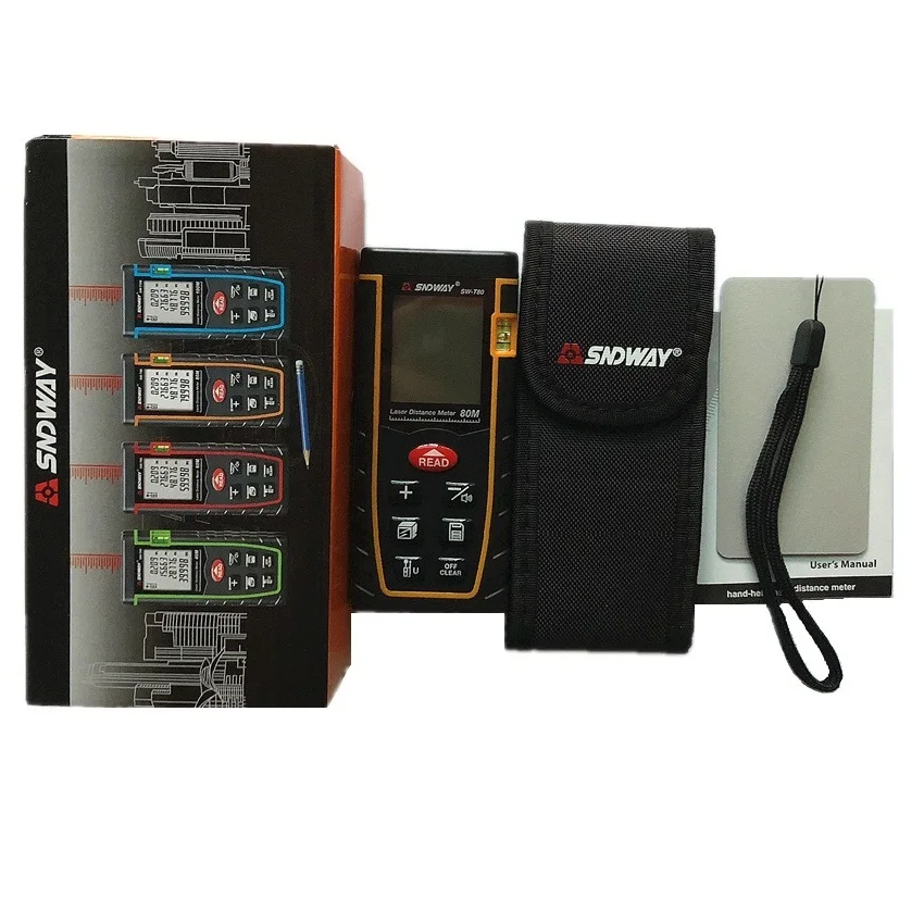 Laser Distance Meter SW-T80 80m 262ft Laser Bubble Level Range Finder Building Measure Tape Tester Tools Infrared Rangefinder
