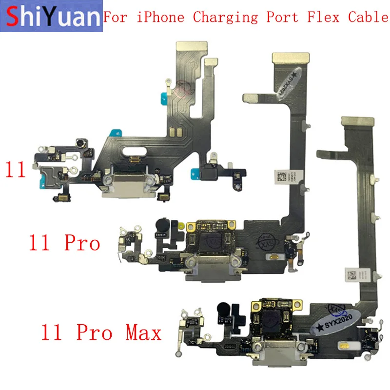 USB Charger Port Dock Connector Flex Cable For iPhone 11 Pro Max Charging with Microphone Repair Replacement Parts