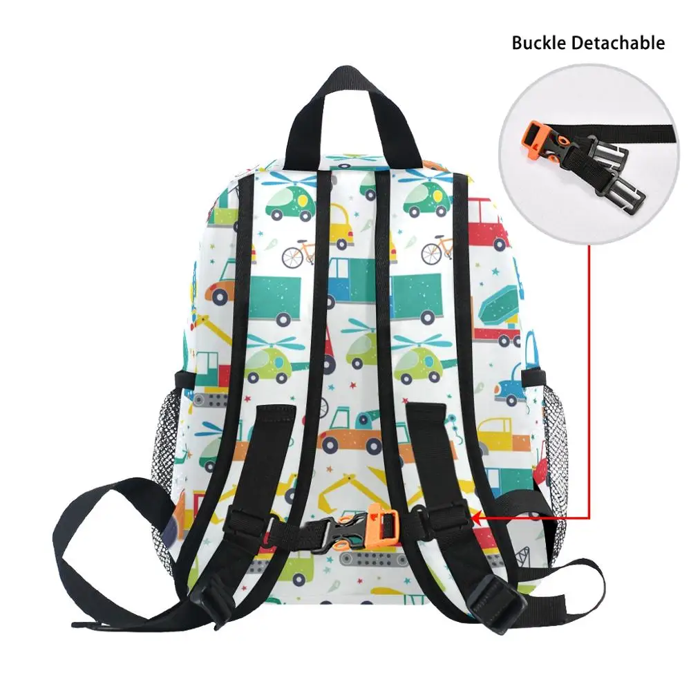 ALAZA-mochilas escolares con estampado de coche para niños y niñas, mochilas de poliéster para niños de 3 a 8 años, 2020