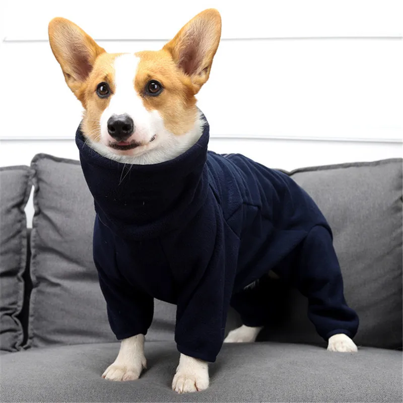 Fleece Dog Clothes Winter Thick Warm Dog Coat for Small Medium Large Dogs Adjustable Pet Hoodies Male/Female Overalls for Corgi