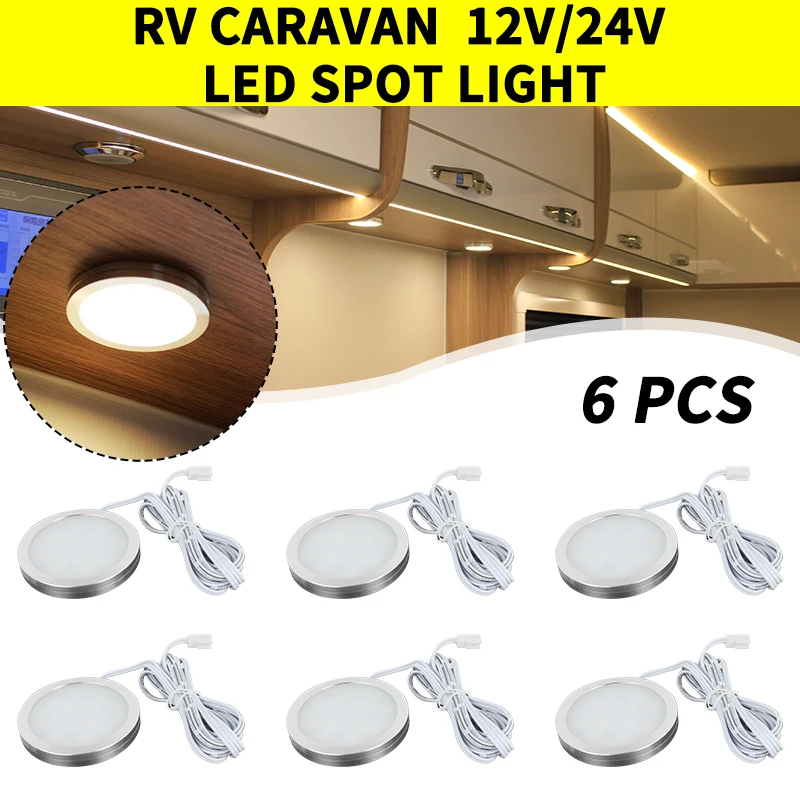 TYTXRV Caravan Camping Trailer Led Spot Light  12V/24V Lights 6PCS RV Ultra-thin Suction Lights LED Downlights Ceiling Lights