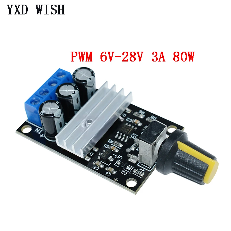 NE555 80W PWM Motor Speed Controller Regulator Adjustable Variable Speed Control With Potentiometer Switch DC 6V 12V 24V 28V 3A