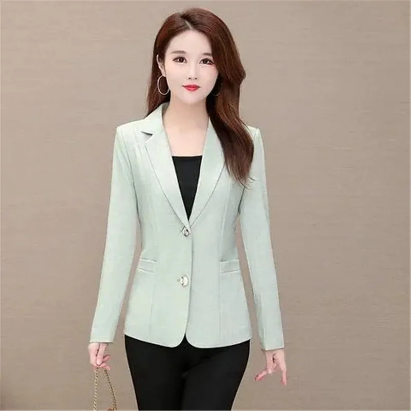 Autumn Women's Blazer Jacket 2025 New Solid Single breasted Long Sleeve Suit Women's Blazer Coat Female Outerwear Tops XL-5XL