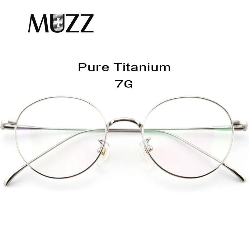 MUZZ Pure Titanium Men Round Eyewear Frame Optical Frames Unisex Glasses Retro Eyeglasses Prescription Women Myopia Frames