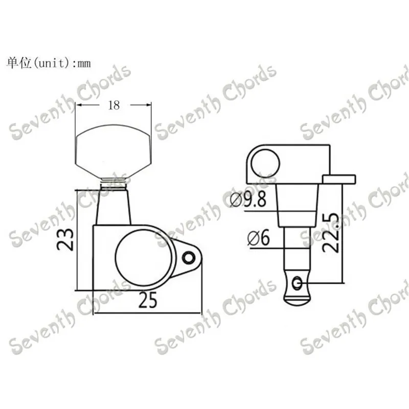 Set tuner pasak penyetel senar gigi tertutup tombol persegi kecil krom kepala mesin untuk bagian Aksesori Gitar