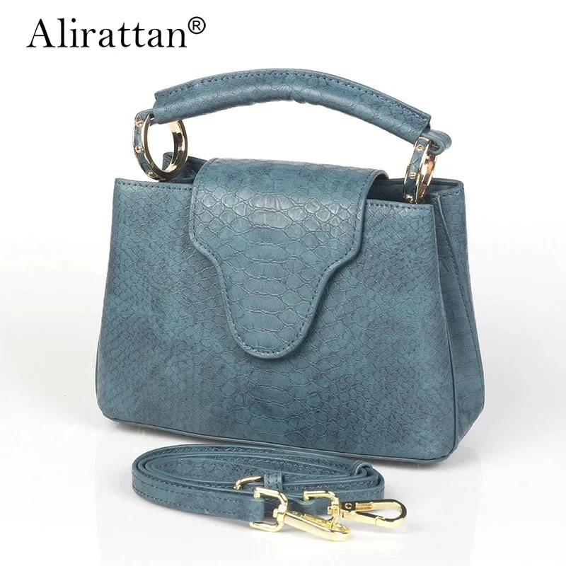 Alirattan 2025 New Shoulder Bags for Women Fashion Brand  Travel Messenger  Small Snake Pattern Top-Handle Bags