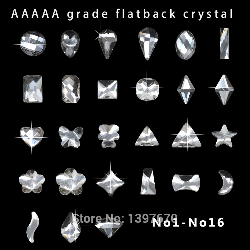 

20pcs Flatback Non-Hotfix Crystal Glass Rhinestones for Manicure Nail Art Gems Decoration Accessories Multi Shape