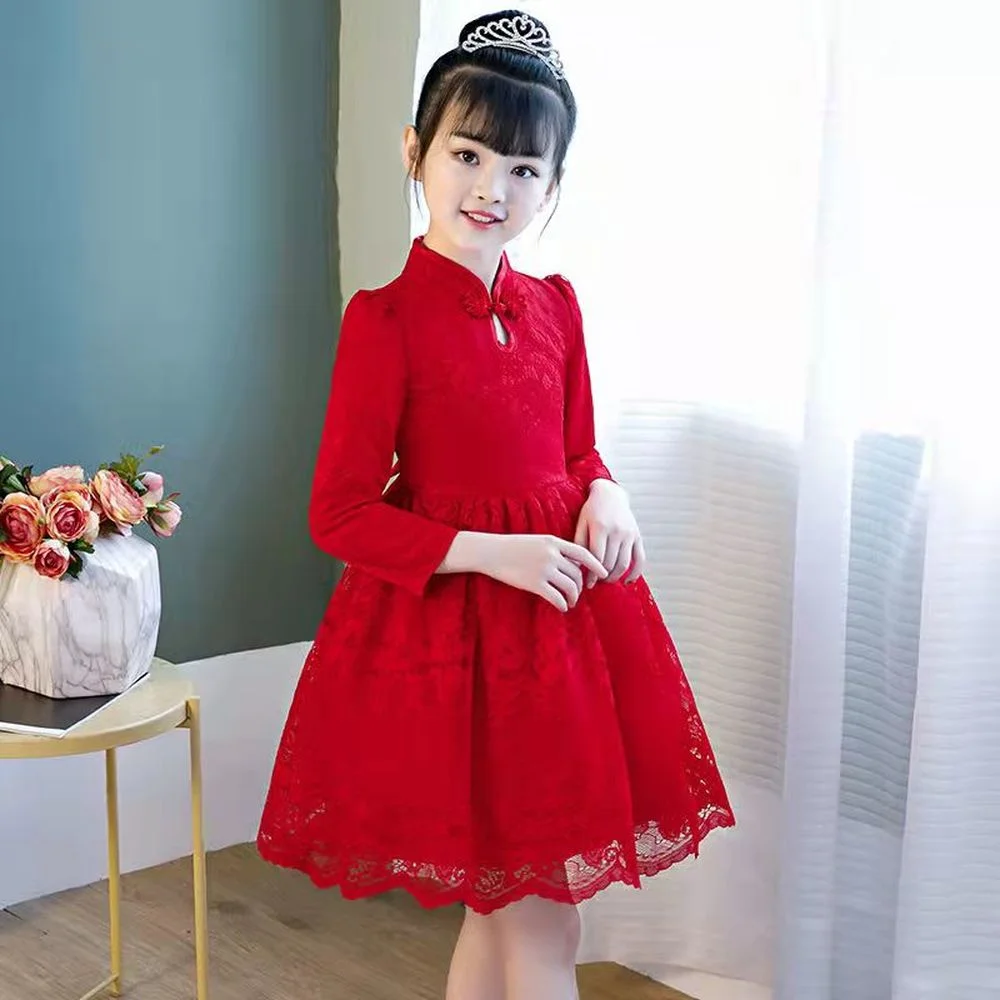 Chinese Flower Girl Dress For Wedding Girls Cheongsam Dress Chinese Hafu Kids Dresses  Baby Traditional Garments New Year Dress